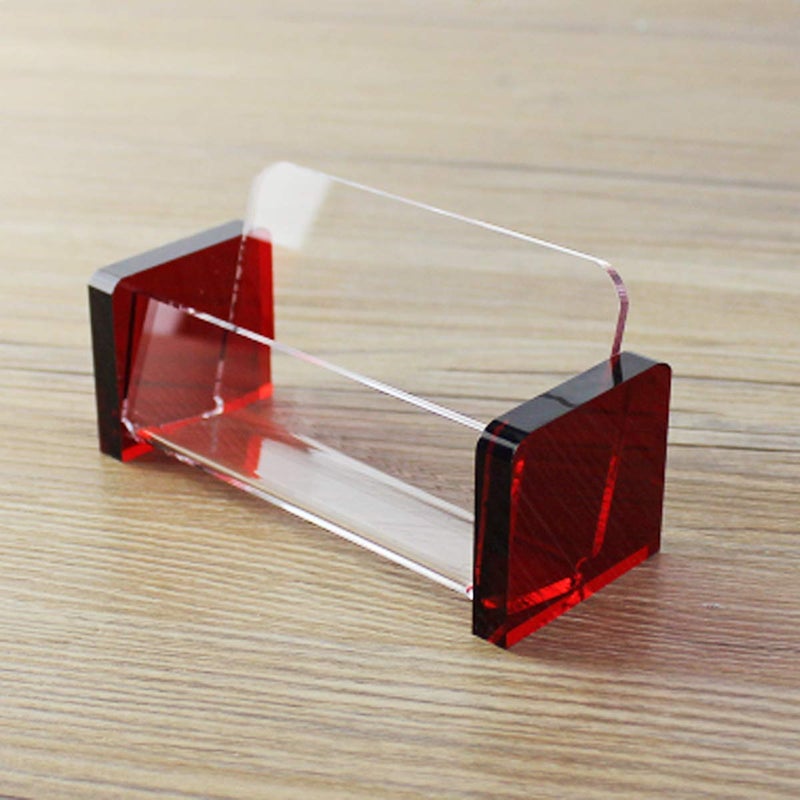 Enyuwlcm Acrylic Desktop Business Card Holder Display for Desk Elegant Business Card Stand for Office Red/Clear with One Non-Slip Mat (Sticky) - Image 4